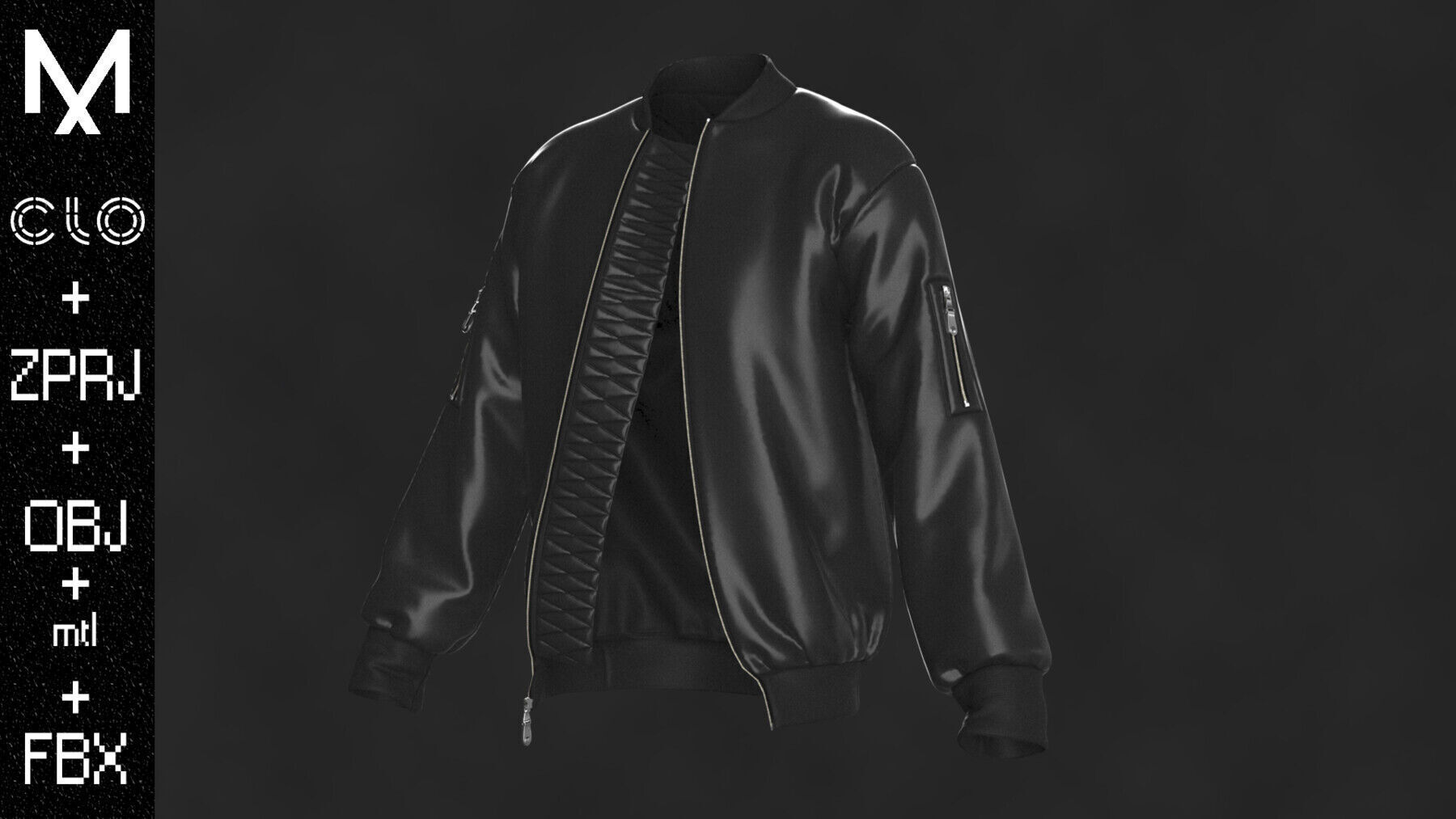 Leather Jackets Male Marvelous designer Clo3d OBJ mtl FBX ZPRJ 3D model_6