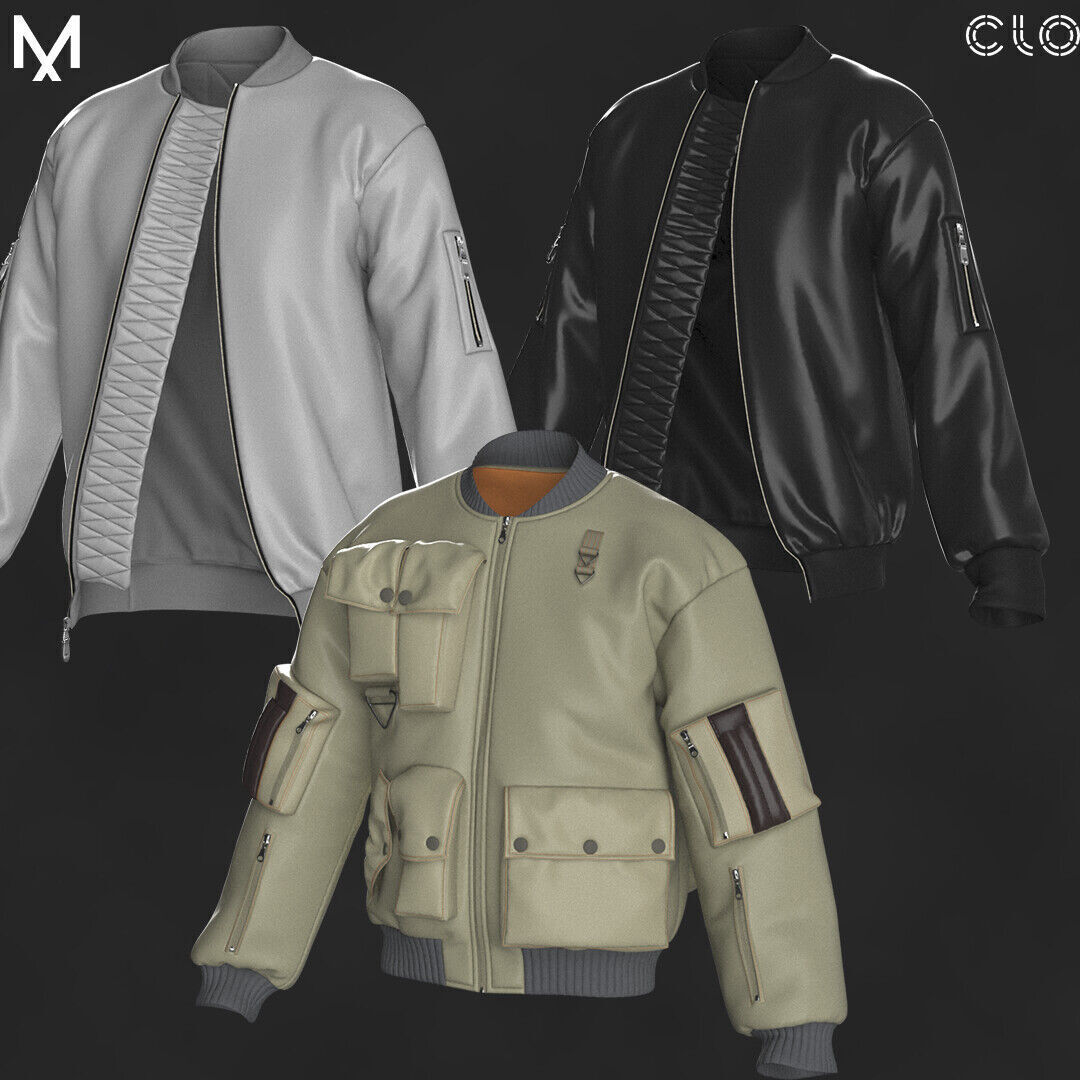 Leather Jackets Male Marvelous designer Clo3d OBJ mtl FBX ZPRJ 3D model_7
