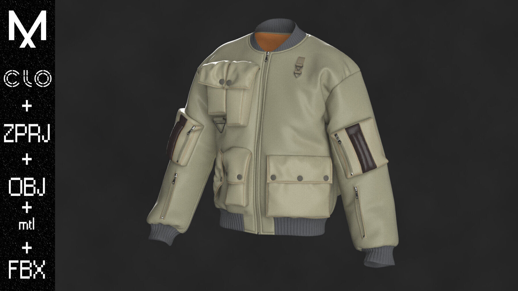 Leather Jackets Male Marvelous designer Clo3d OBJ mtl FBX ZPRJ 3D model_4