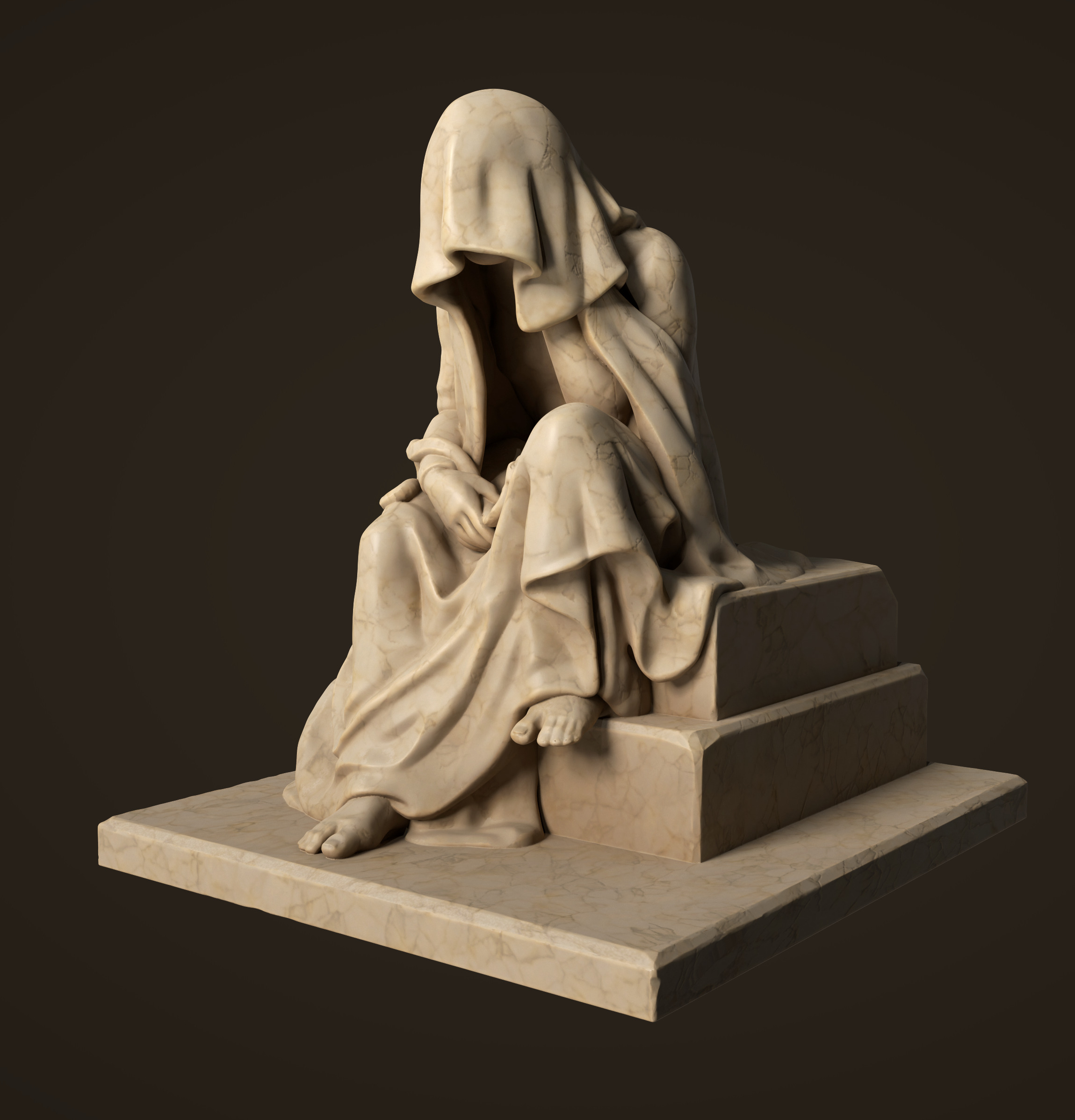 Sculpture Drapery Man 3D print model_3