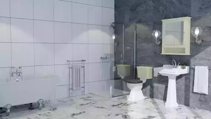 Bathroom Scene Assets 3 Vintage