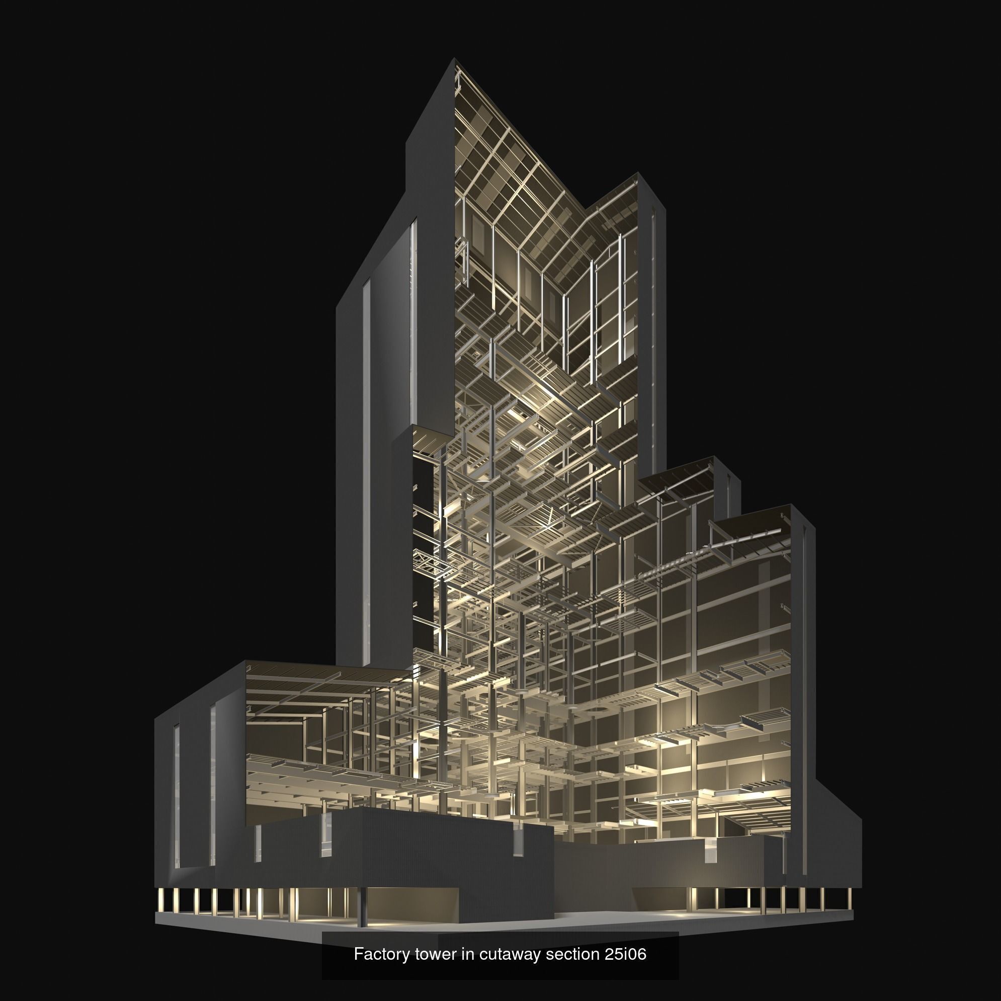 Buildings in cutaway section set 01 3D Model Collection_1