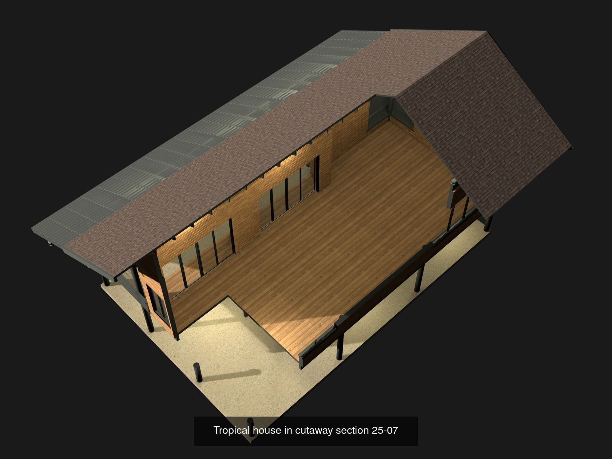 Buildings in cutaway section set 01 3D Model Collection_4