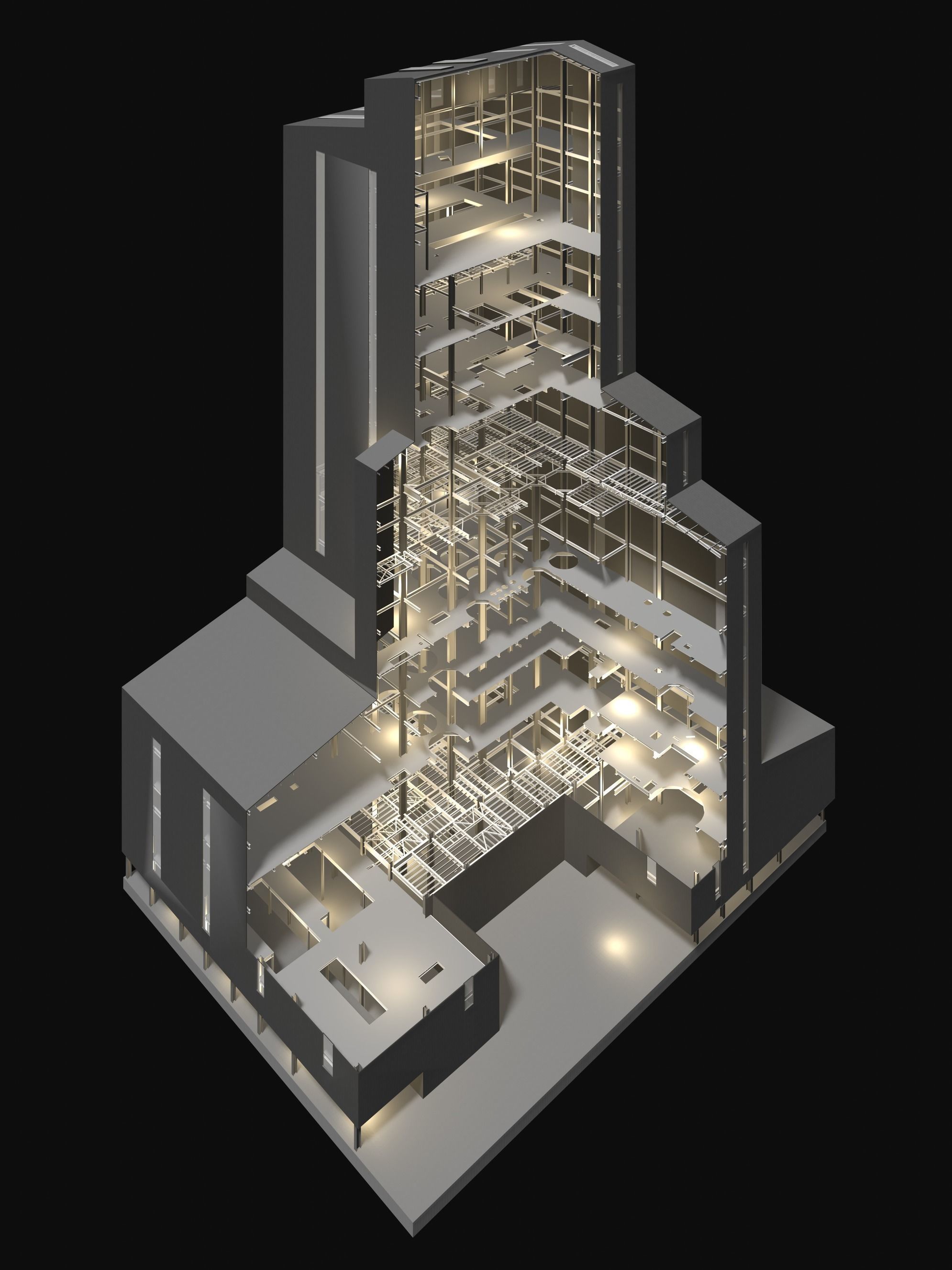 Buildings in cutaway section set 01 3D Model Collection_9
