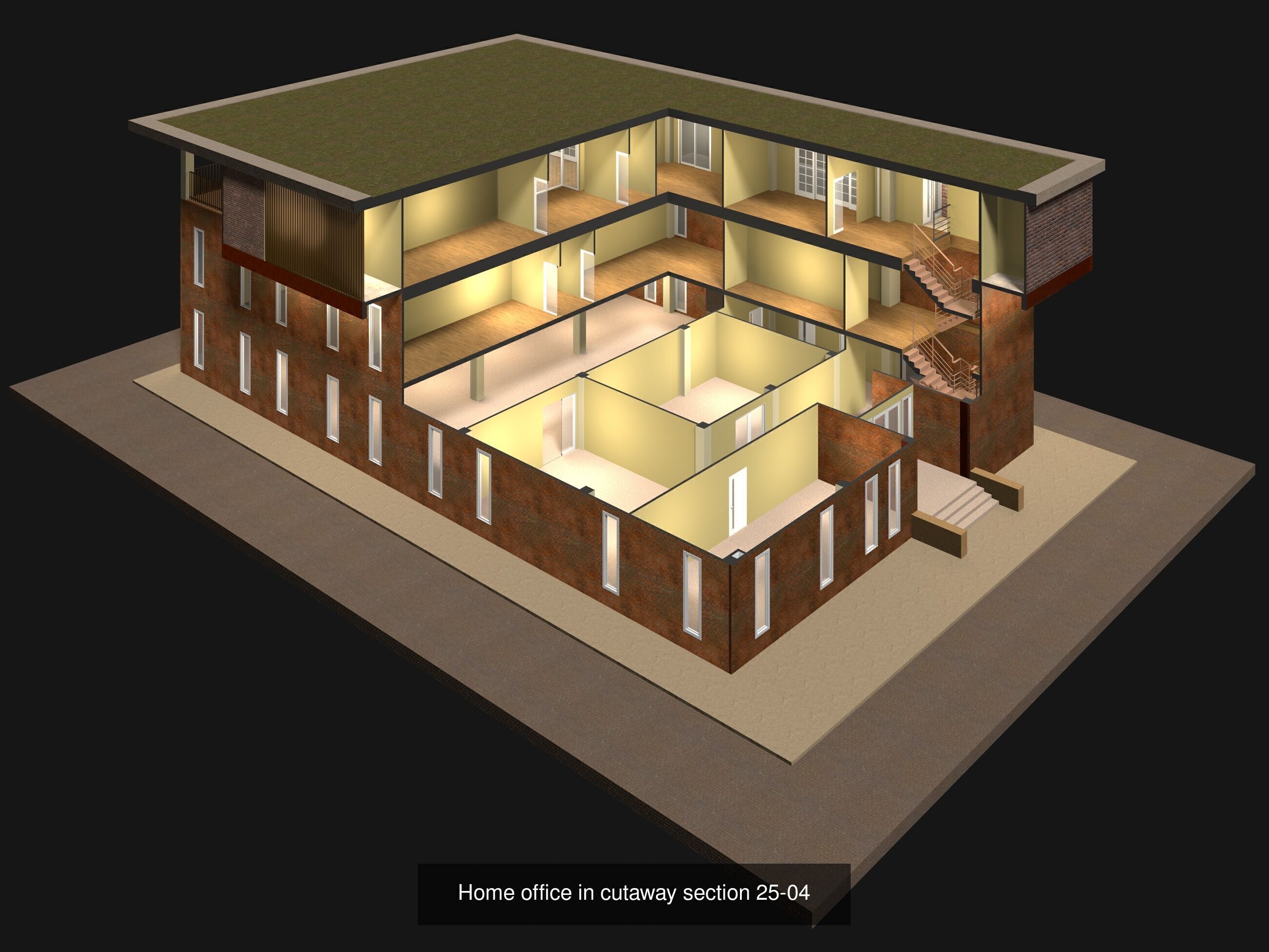 Buildings in cutaway section set 01 3D Model Collection_3