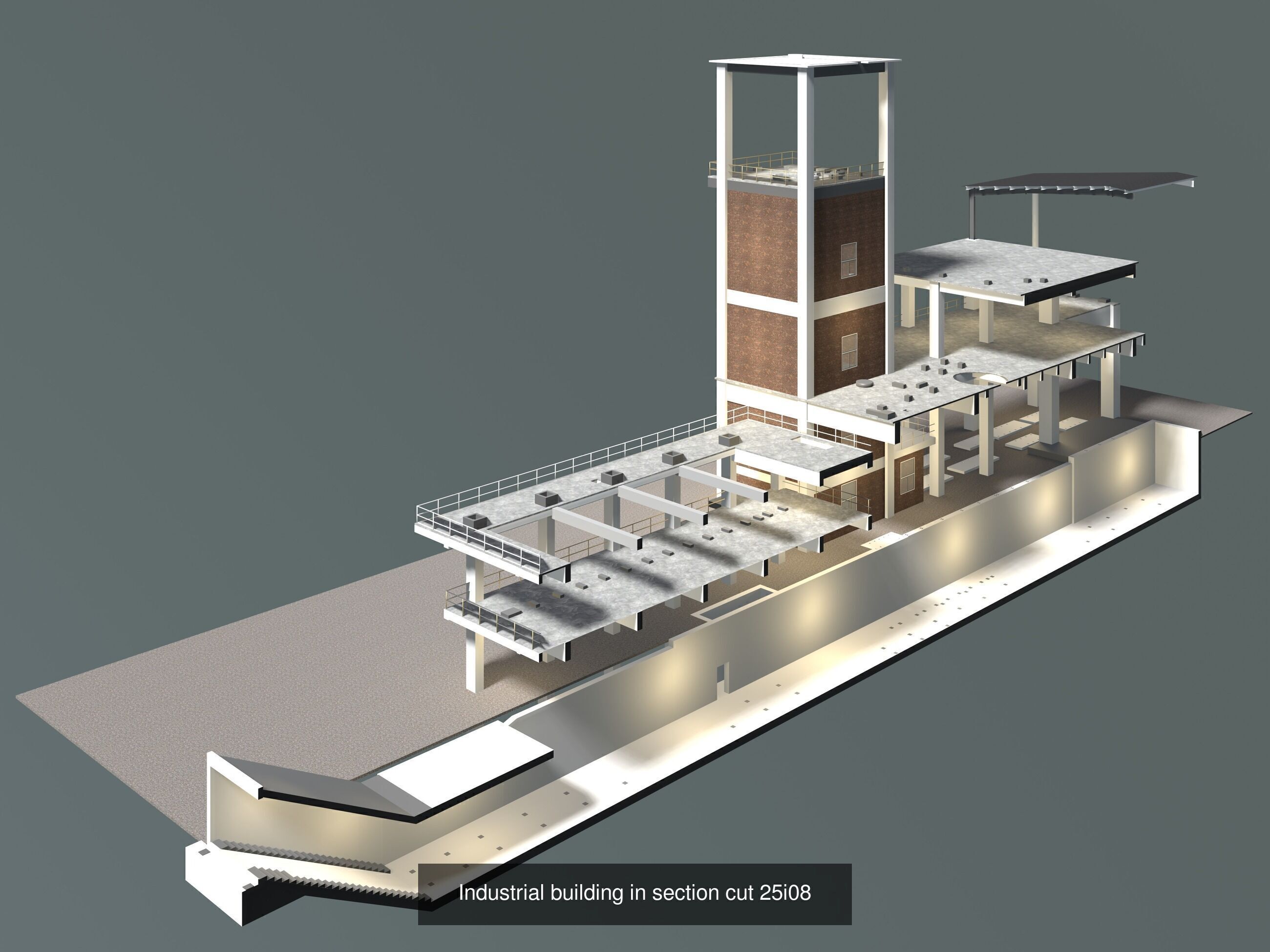 Buildings in section cut set 02 3D Model Collection_9