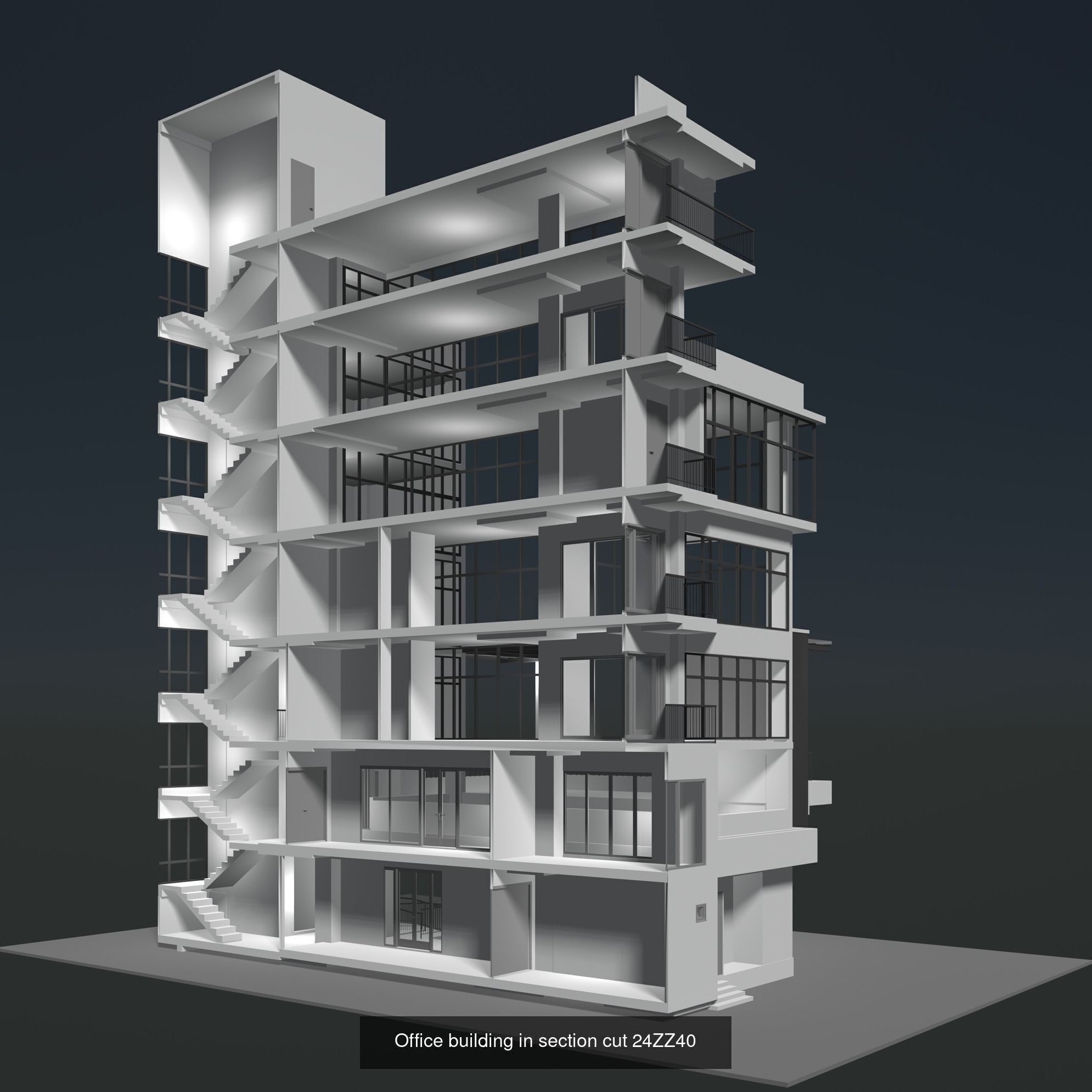 Buildings in section cut set 02 3D Model Collection_2