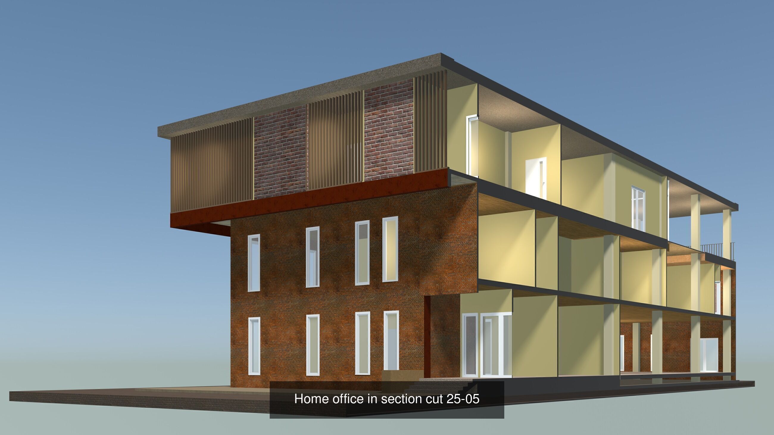 Buildings in section cut set 02 3D Model Collection_5