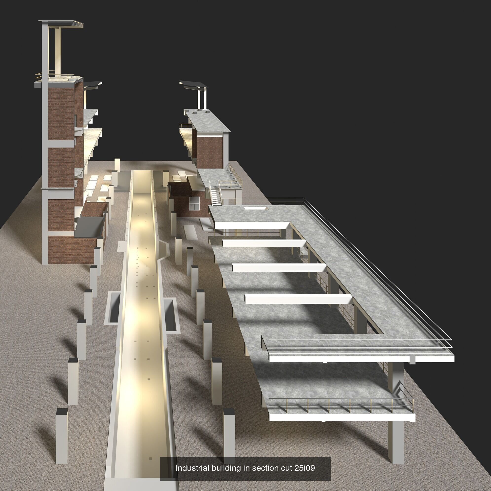Buildings in section cut set 02 3D Model Collection_10