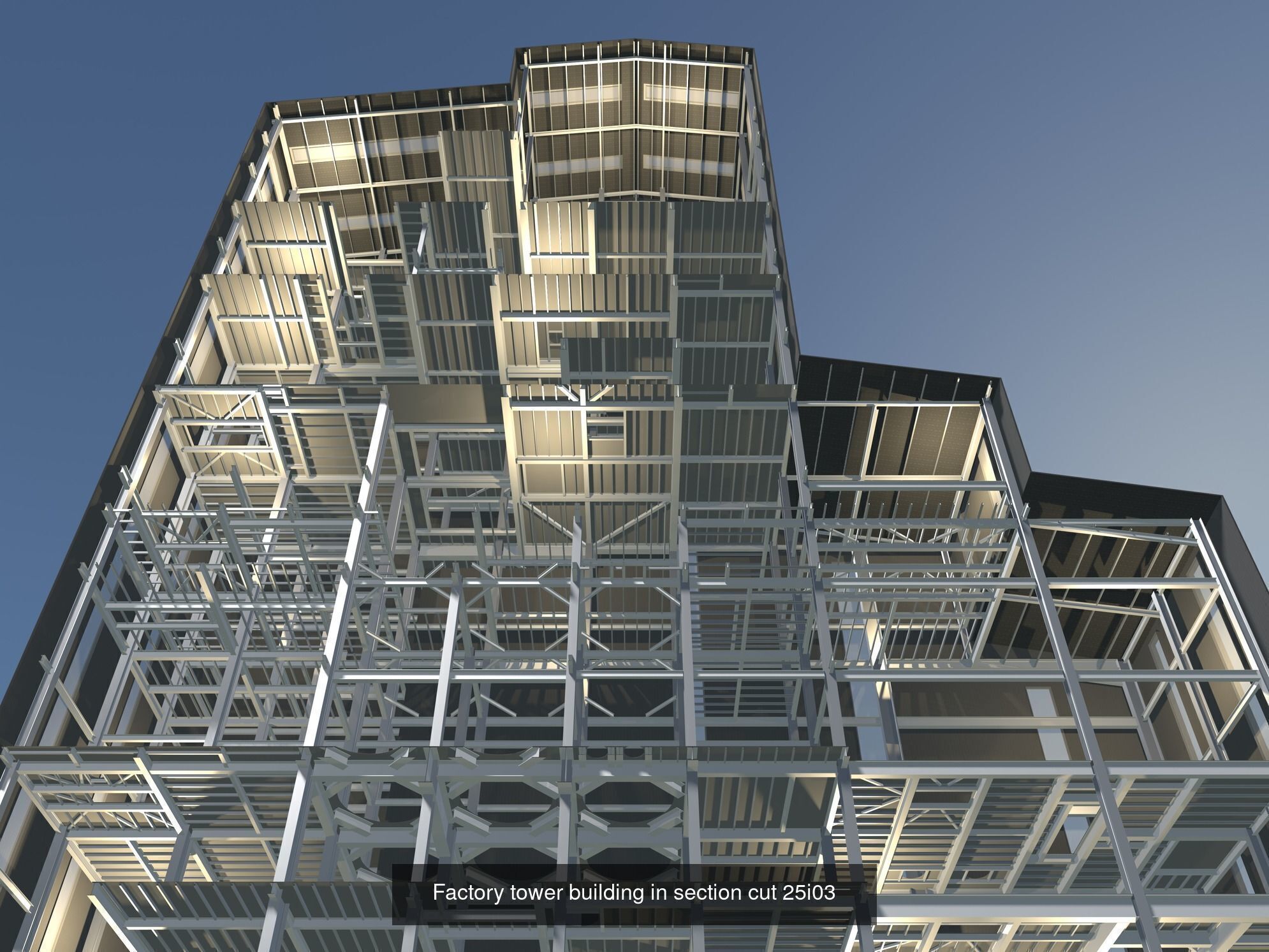 Buildings in section cut set 02 3D Model Collection_3