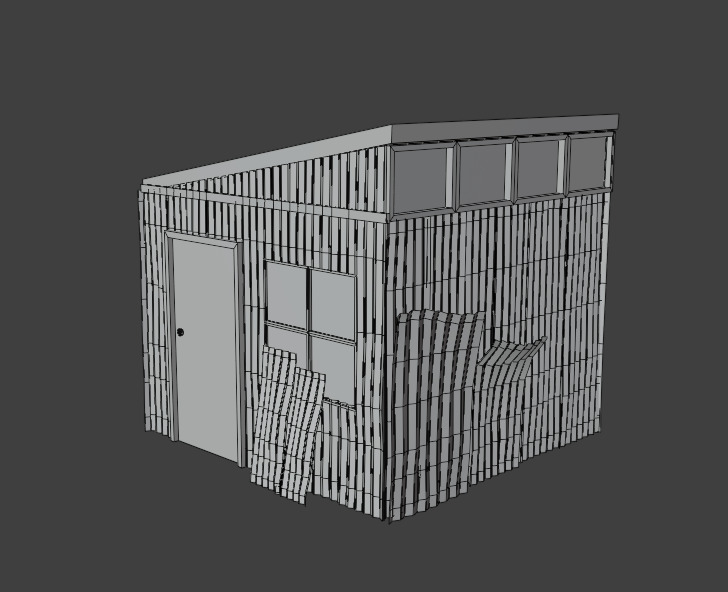 Denji House from ChainSawMan Anime 3D Model Lowpoly Low-poly 3D model_4