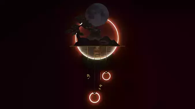 Lunar Bonsai Lamp Low-poly 3D model