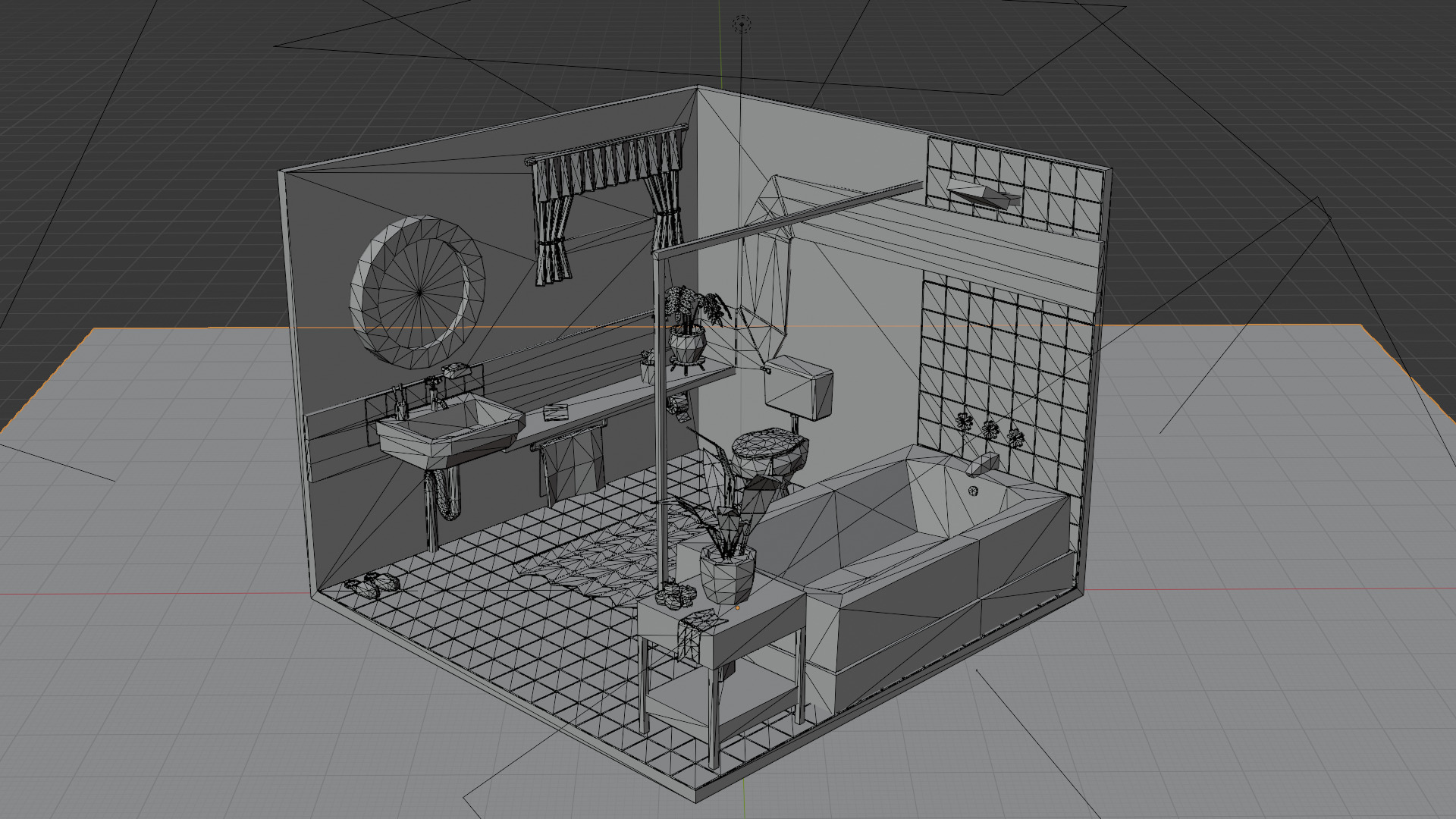 Low-Poly Retro Bathroom Interior Scene 3D Model Low-poly 3D model_6