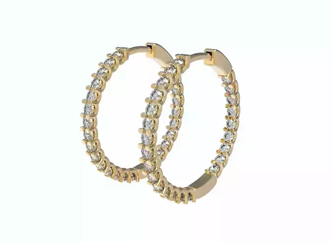 Inside Outside Diamond Hoop Earring small size 3D print model