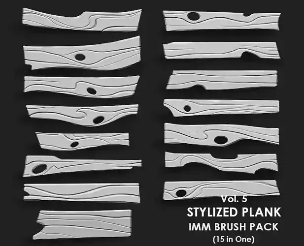 Stylized Wooden Plank IMM Brush Pack 15 in One Vol 5