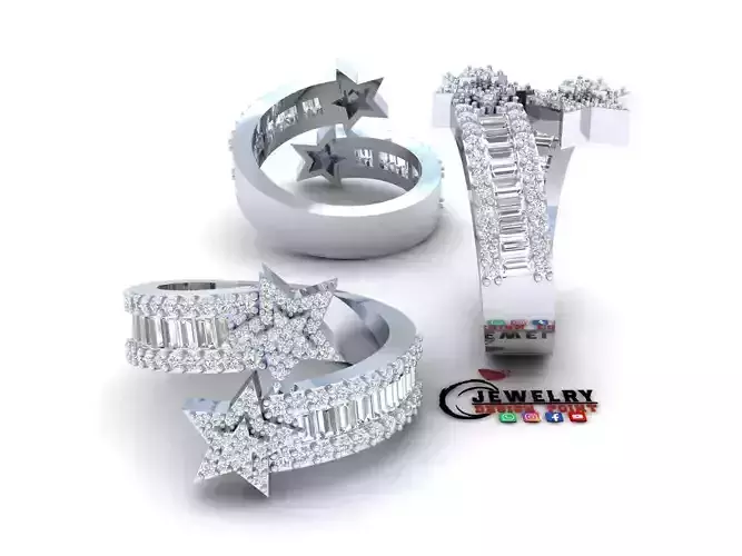 Custom Star Shape Baguettes Diamond Ring - Cluster Rings