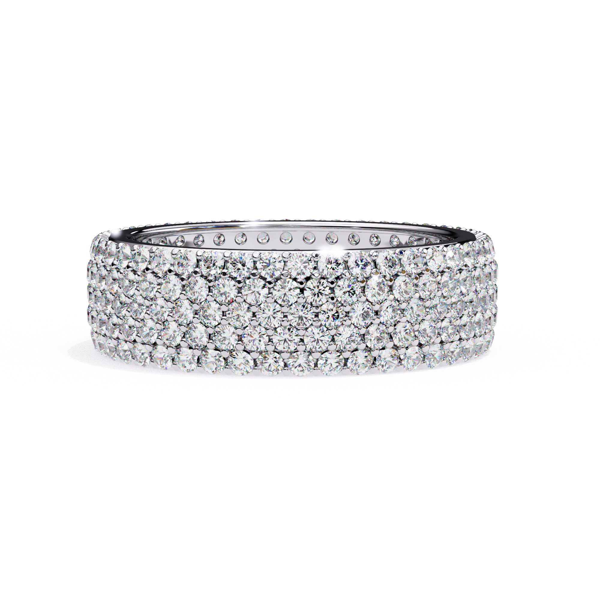 Eternity Diamond Band Ring 360 Animation Renders 3dm stl details 3D print model_4