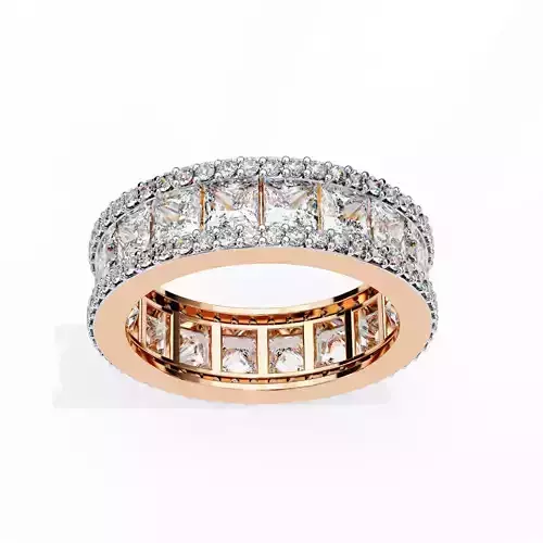 Eternity Diamond Band Ring 360 Animation Renders 3dm stl details