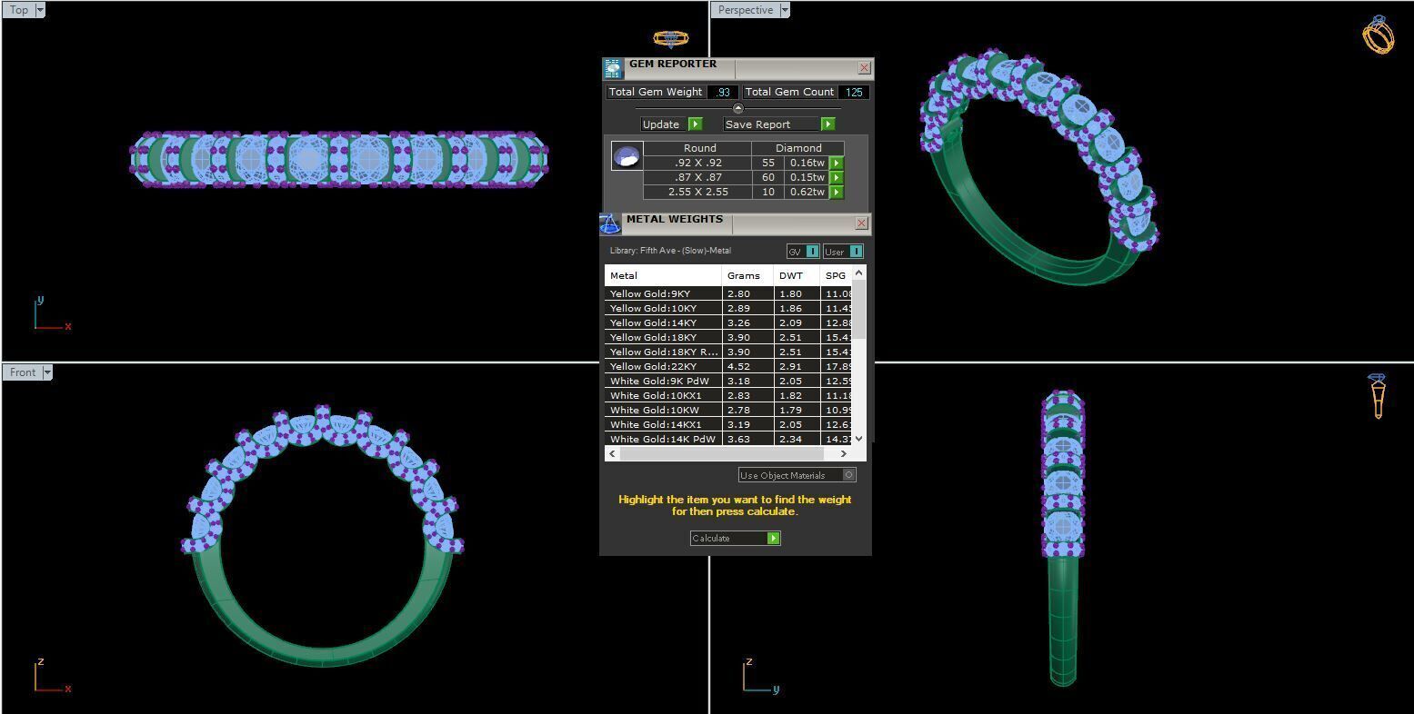 Eternity Diamond Band Ring 360 Animation Renders 3dm stl details 3D print model_7