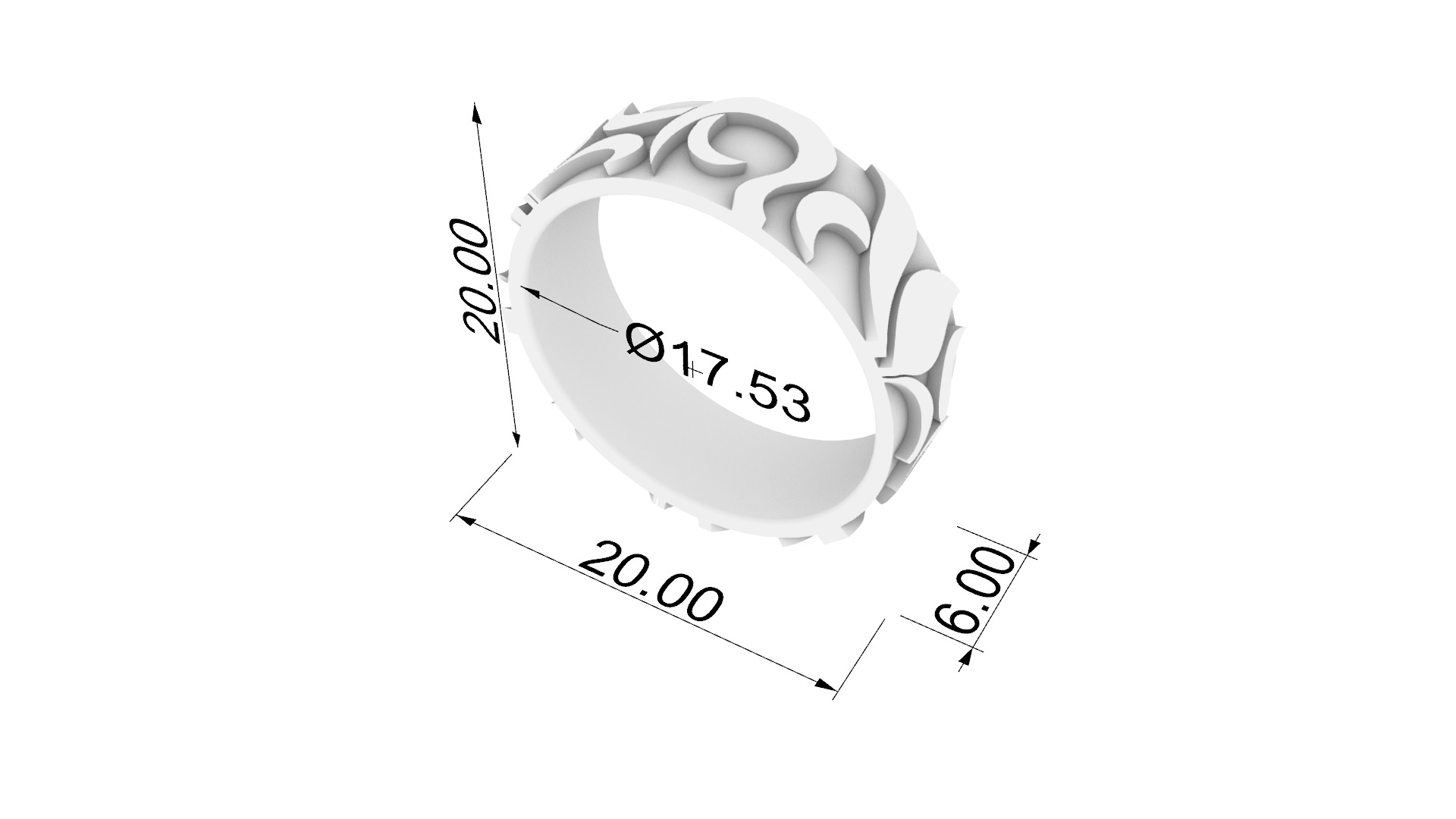Intricate Tasteful Pattern Wedding Ring JDBCo 3D print model_1