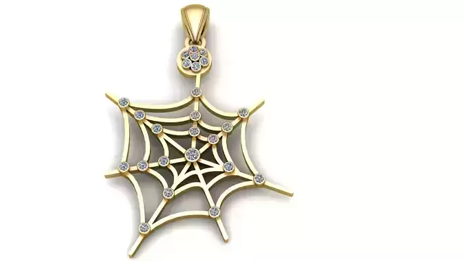  GOLDEN SPIDER WEB PENDANT 3D PRINTABLE MODEL 