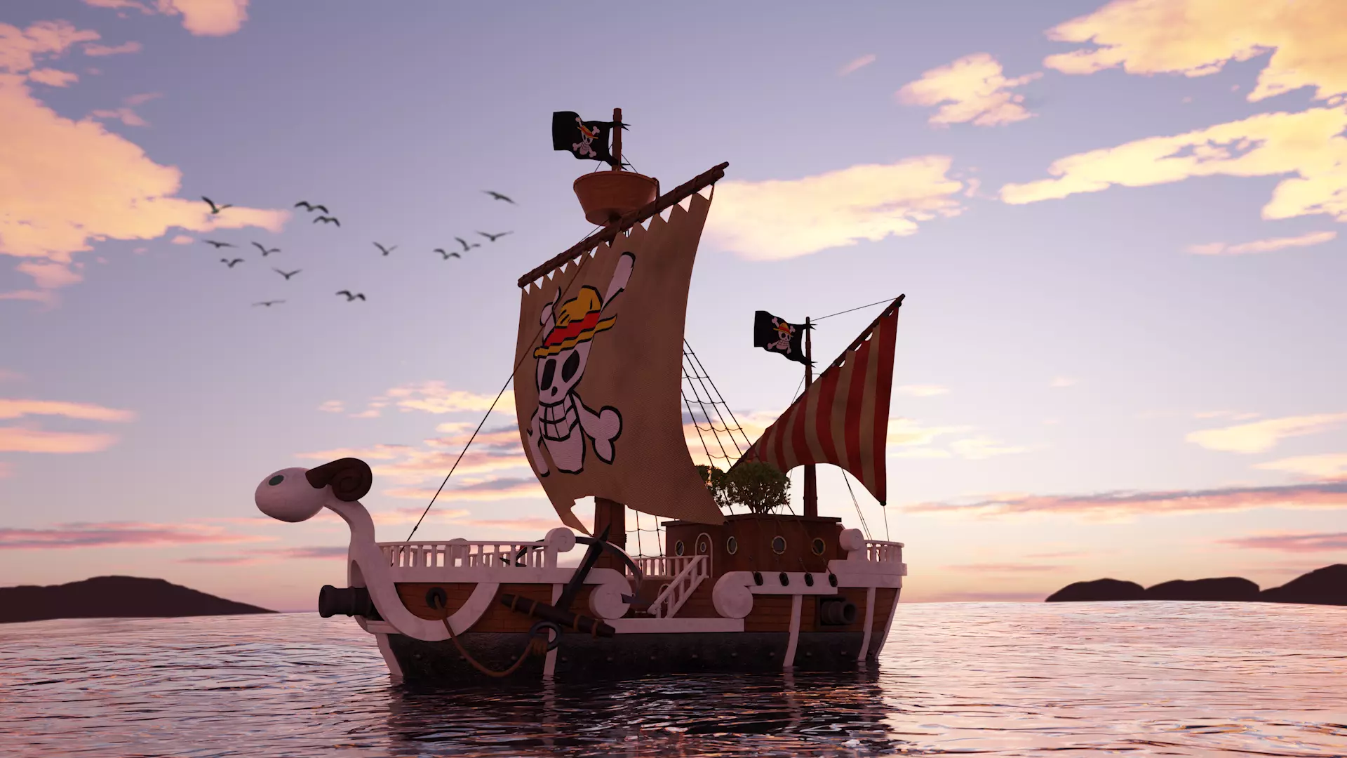 One Piece Going Merry 3D Model  High-Quality Anime Ship Asset Low-poly 3D model_0
