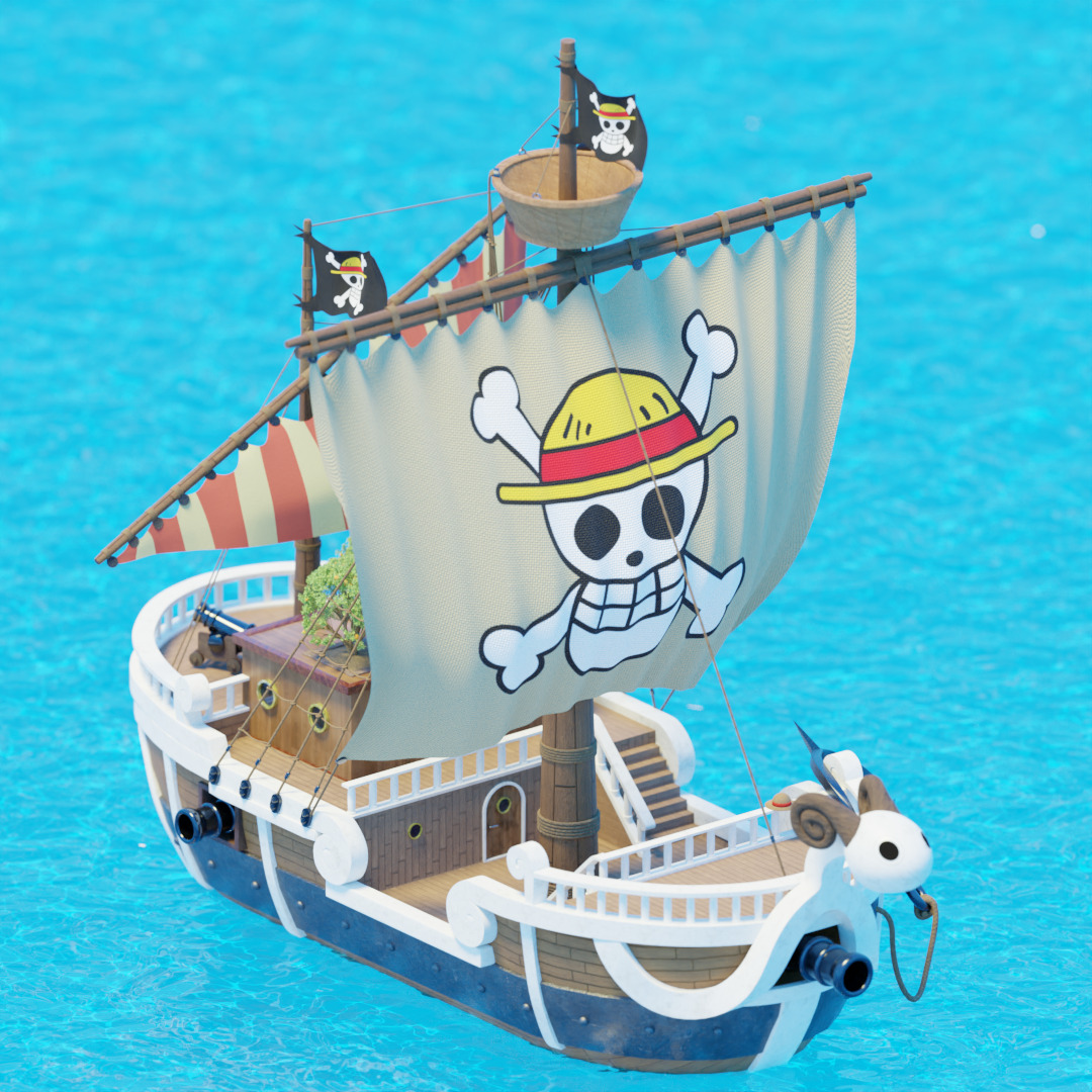 One Piece Going Merry 3D Model  High-Quality Anime Ship Asset Low-poly 3D model_1