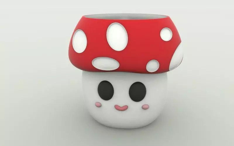 Cute Mushroom Flower Pot Planter pen pencil cup holder 3D print model