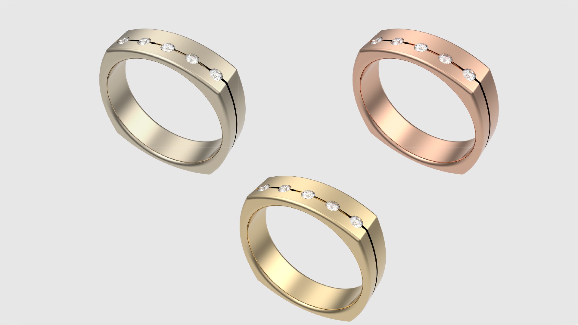 Four-Corner Channel Set Ring JDBCo 3D print model_2