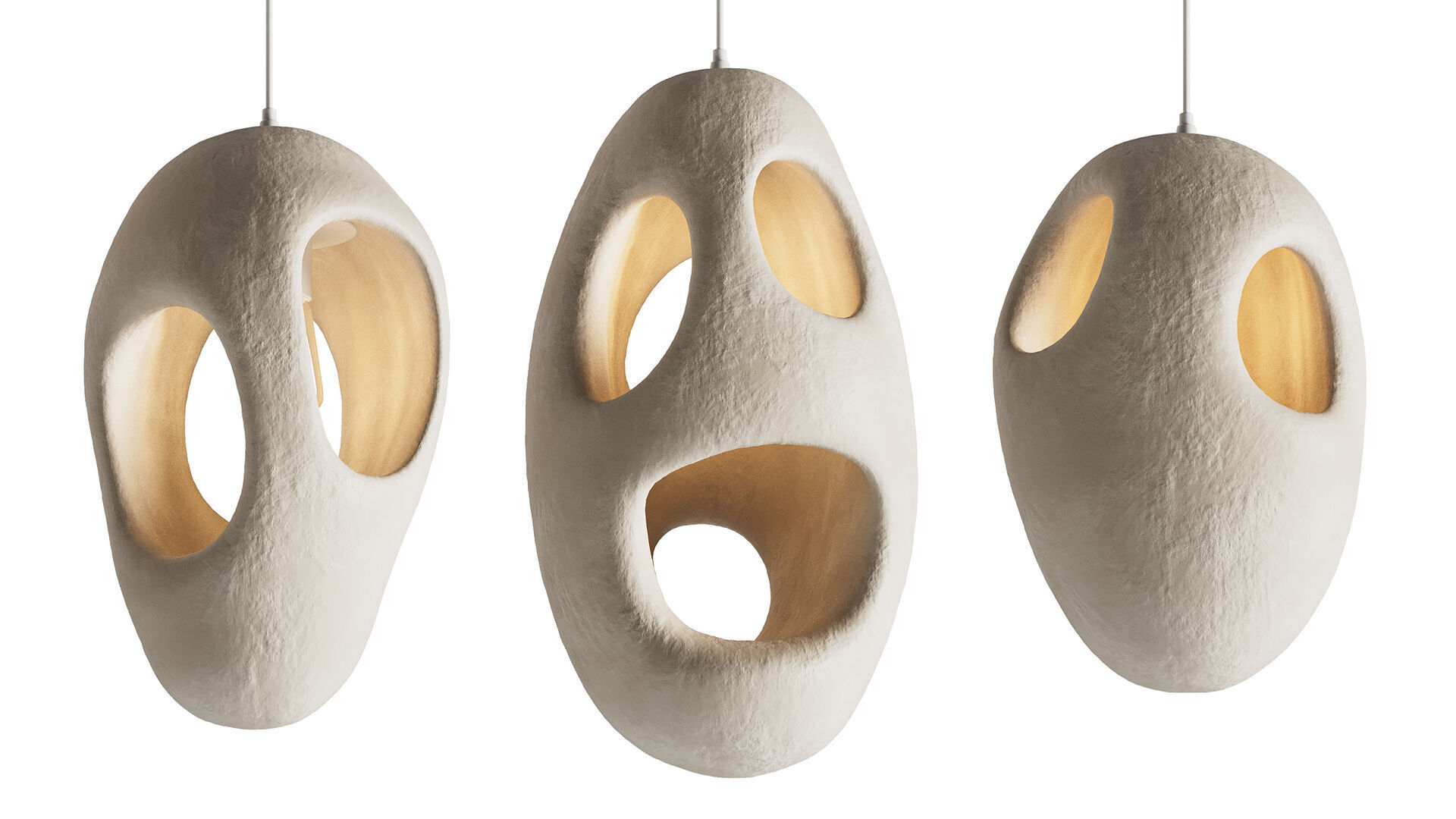 Sculptural Japandi Pendant light 3D model_1
