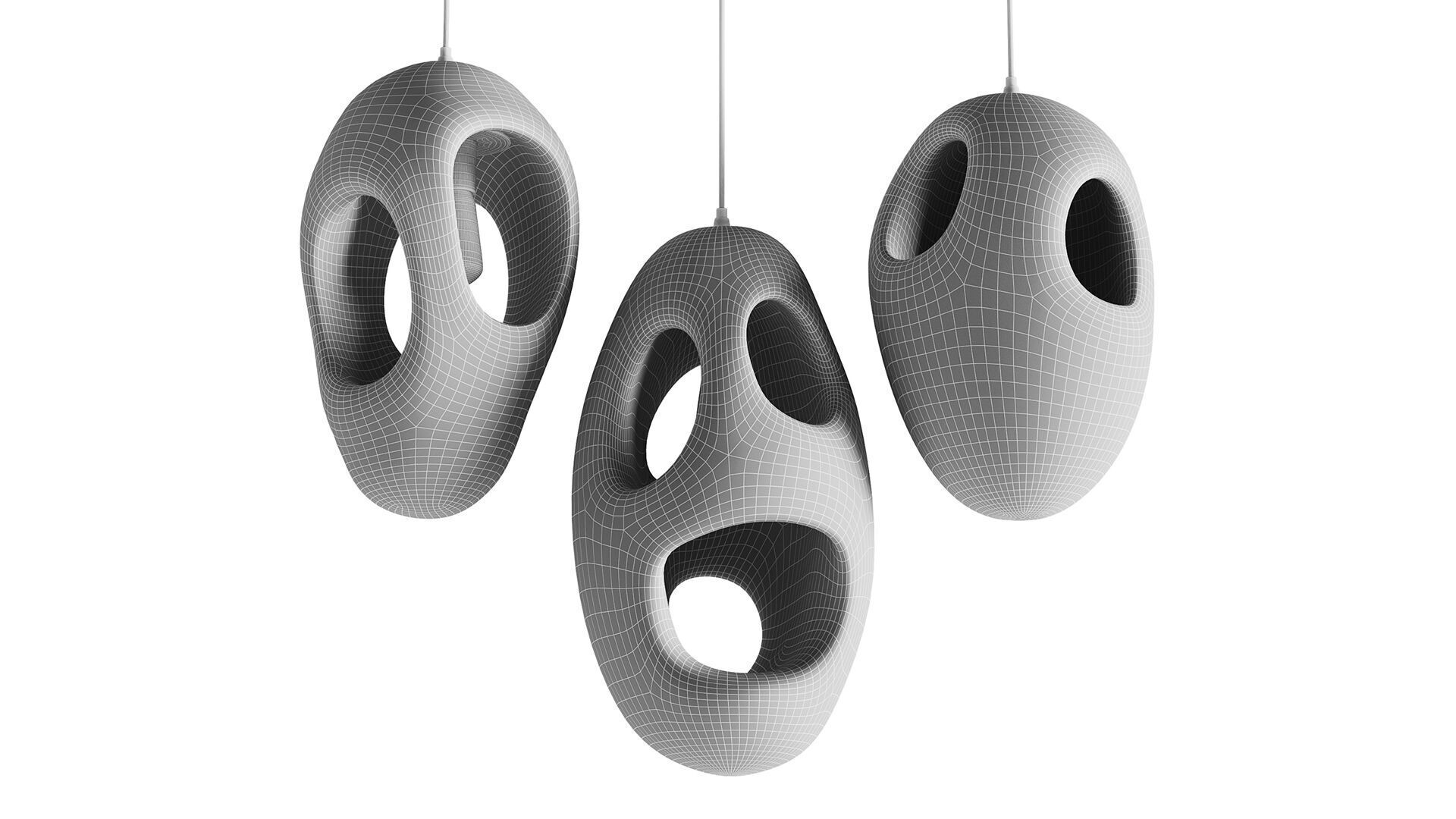 Sculptural Japandi Pendant light 3D model_2