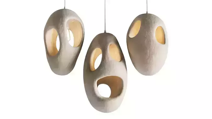 Sculptural Japandi Pendant light 3D model