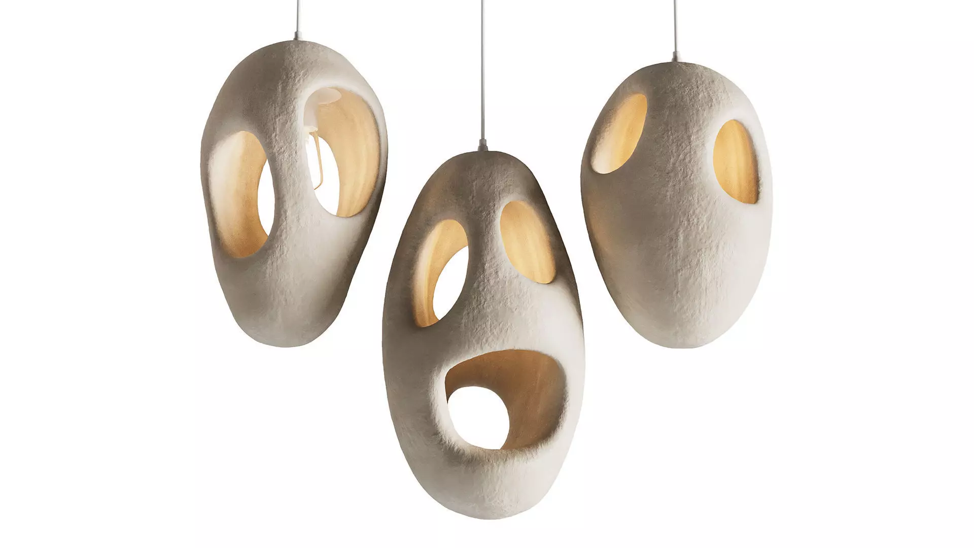 Sculptural Japandi Pendant light 3D model_0
