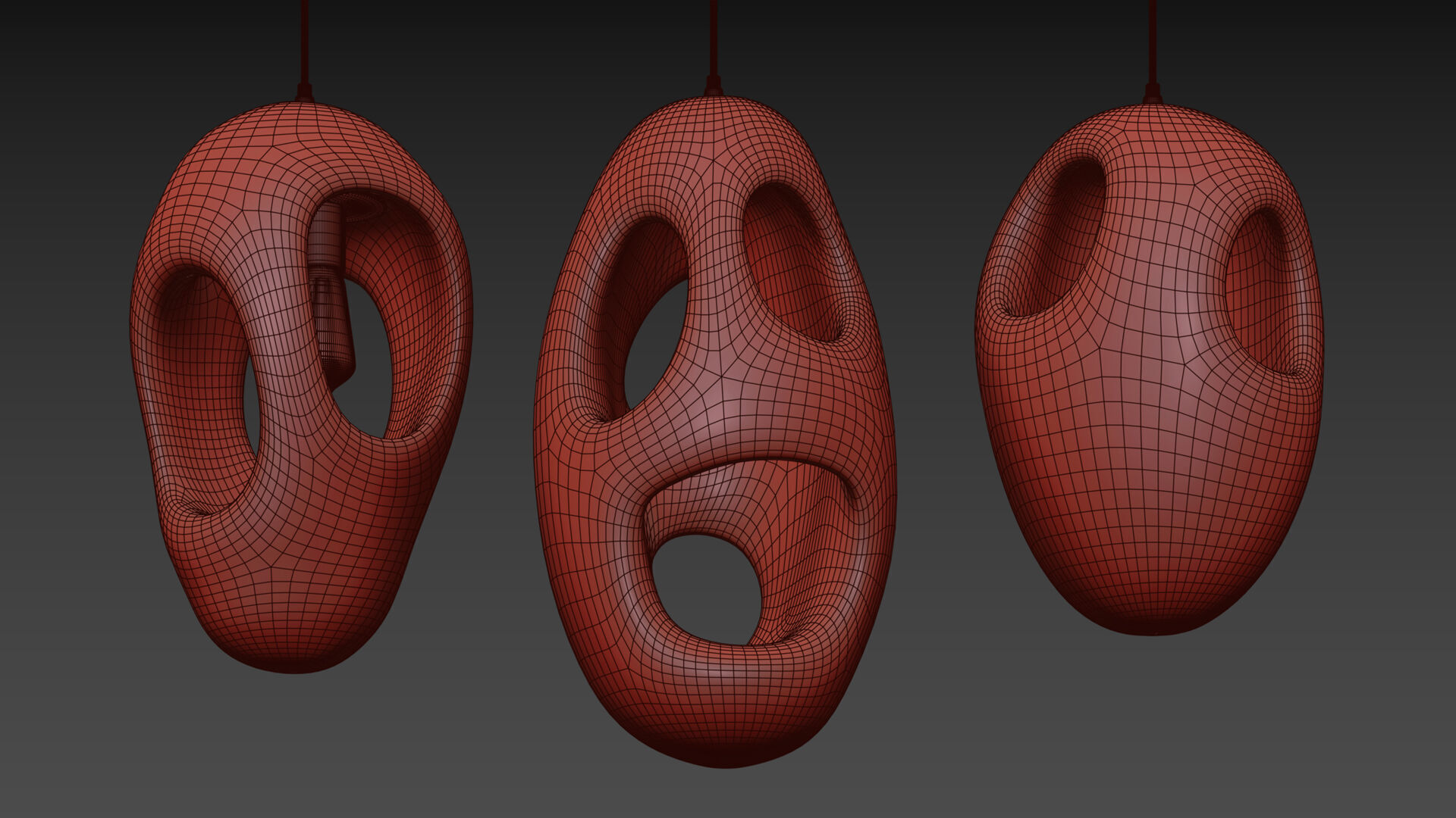 Sculptural Japandi Pendant light 3D model_5