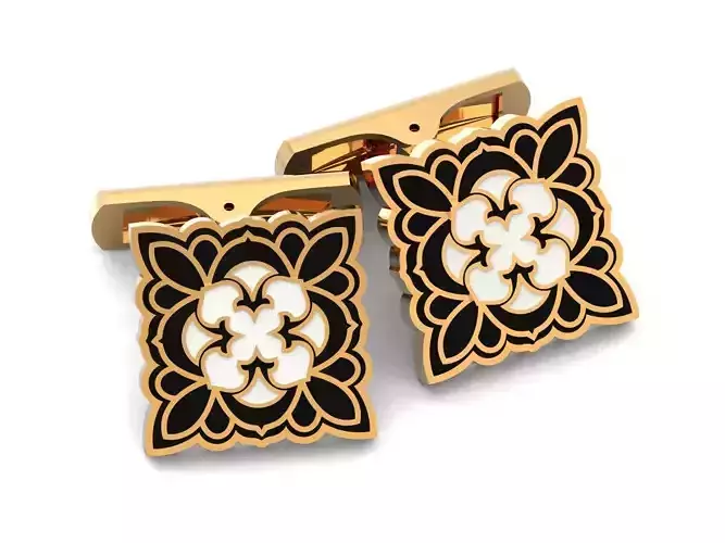 Vintage  Ornament cufflinks enamele 1499 3D print model