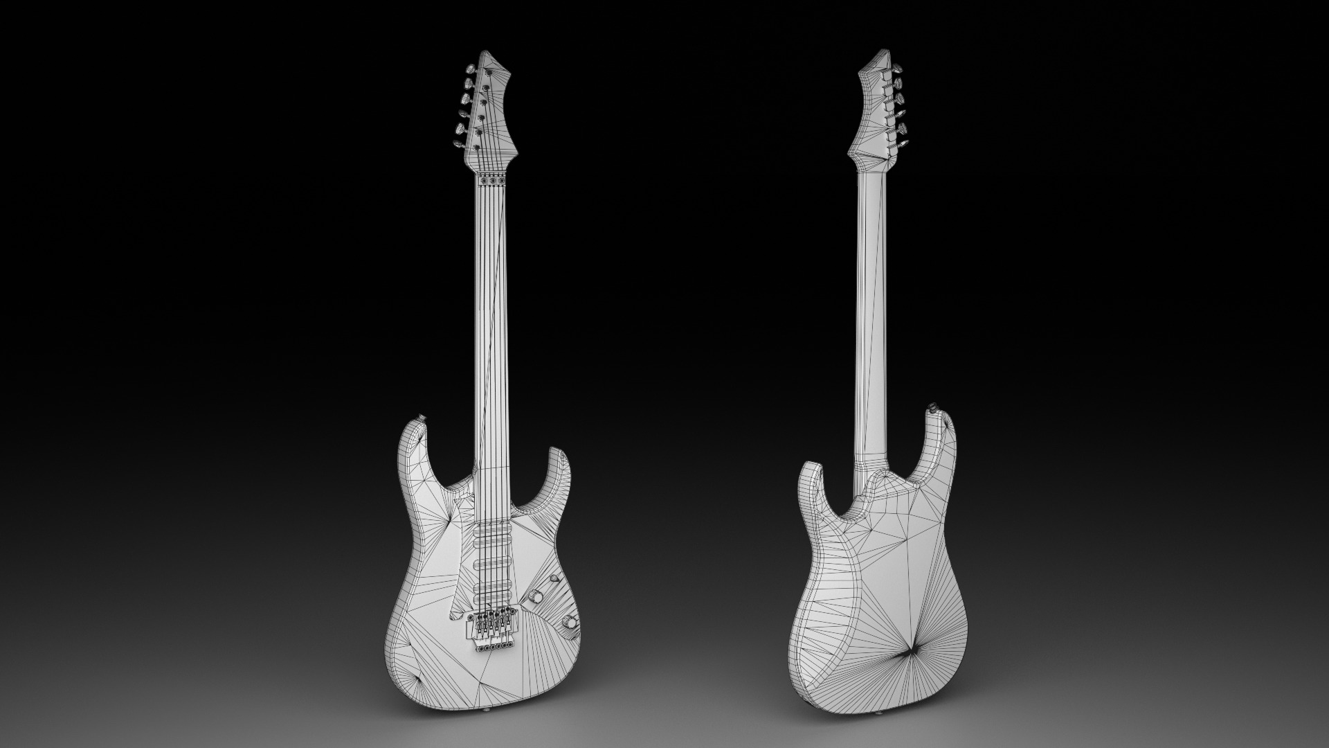 Electric Guitar in Custom Style Low-poly 3D model_10