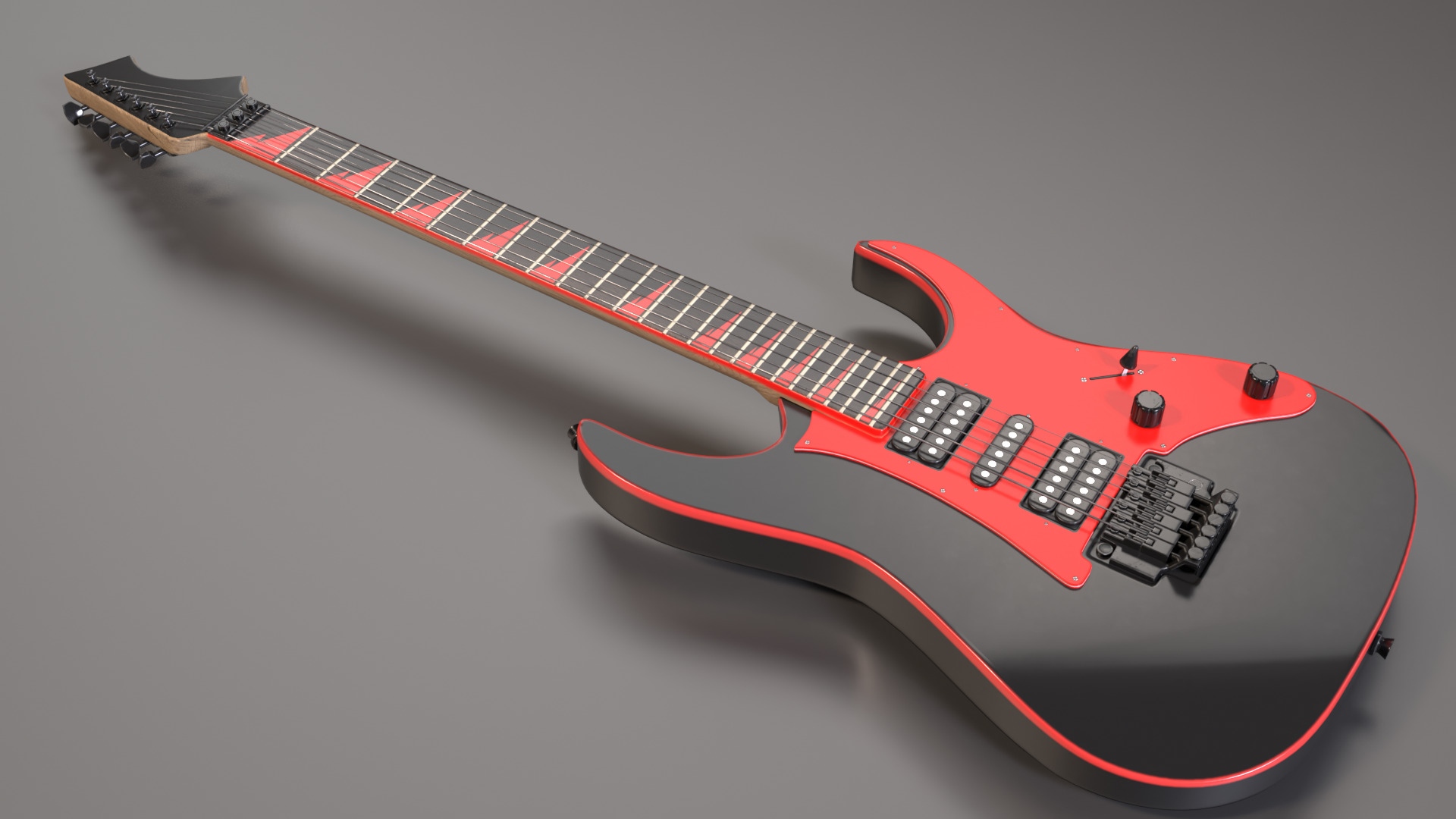 Electric Guitar in Custom Style Low-poly 3D model_1