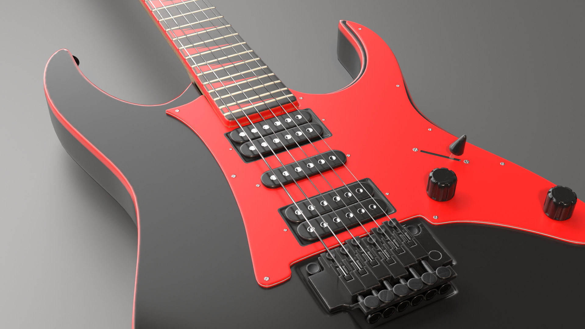 Electric Guitar in Custom Style Low-poly 3D model_3