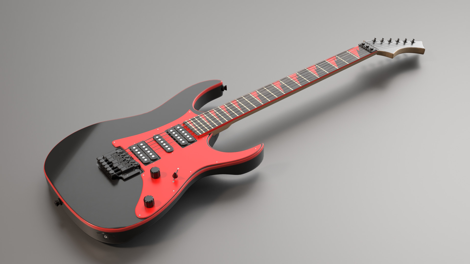 Electric Guitar in Custom Style Low-poly 3D model_2