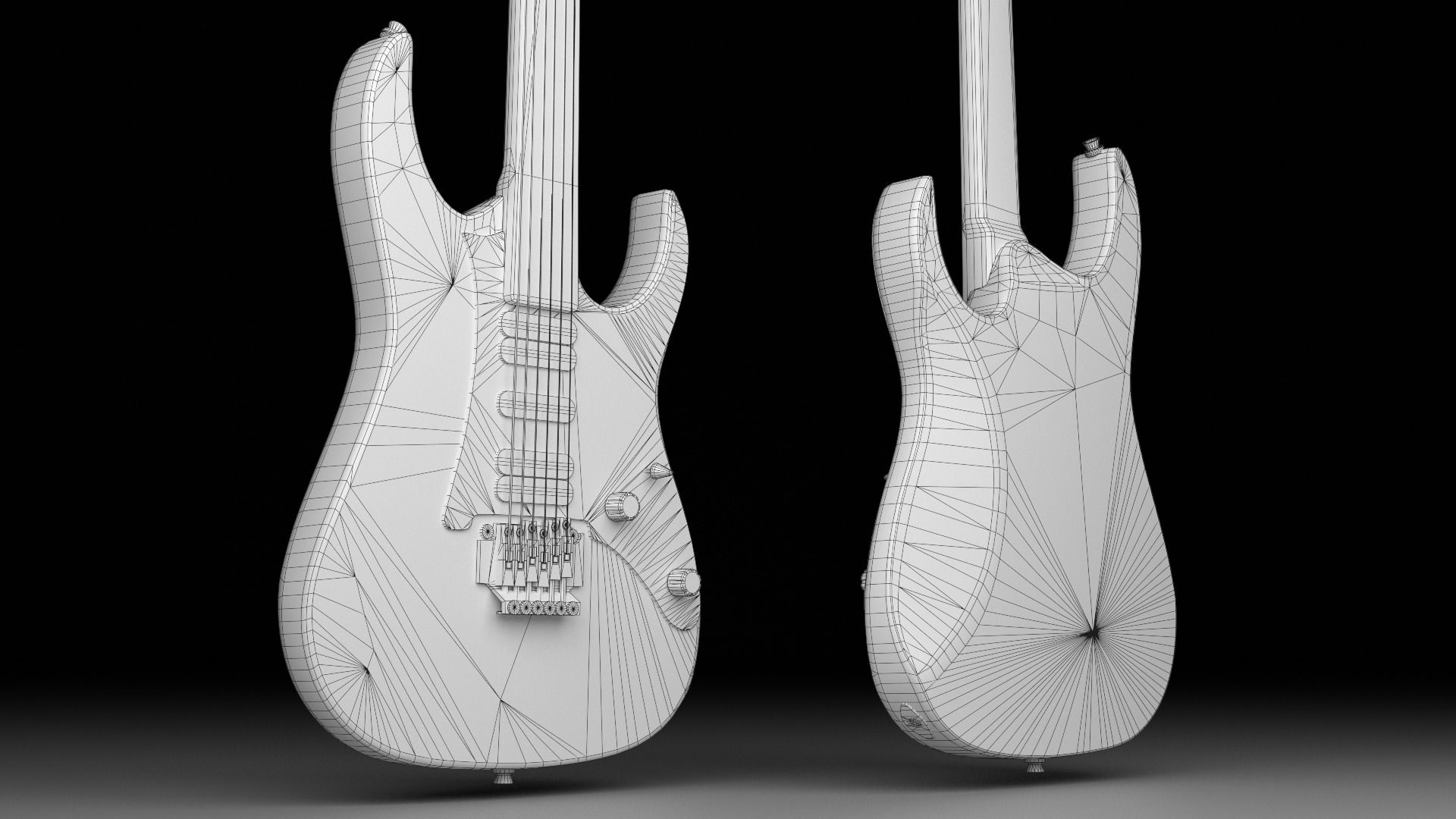 Electric Guitar in Custom Style Low-poly 3D model_13