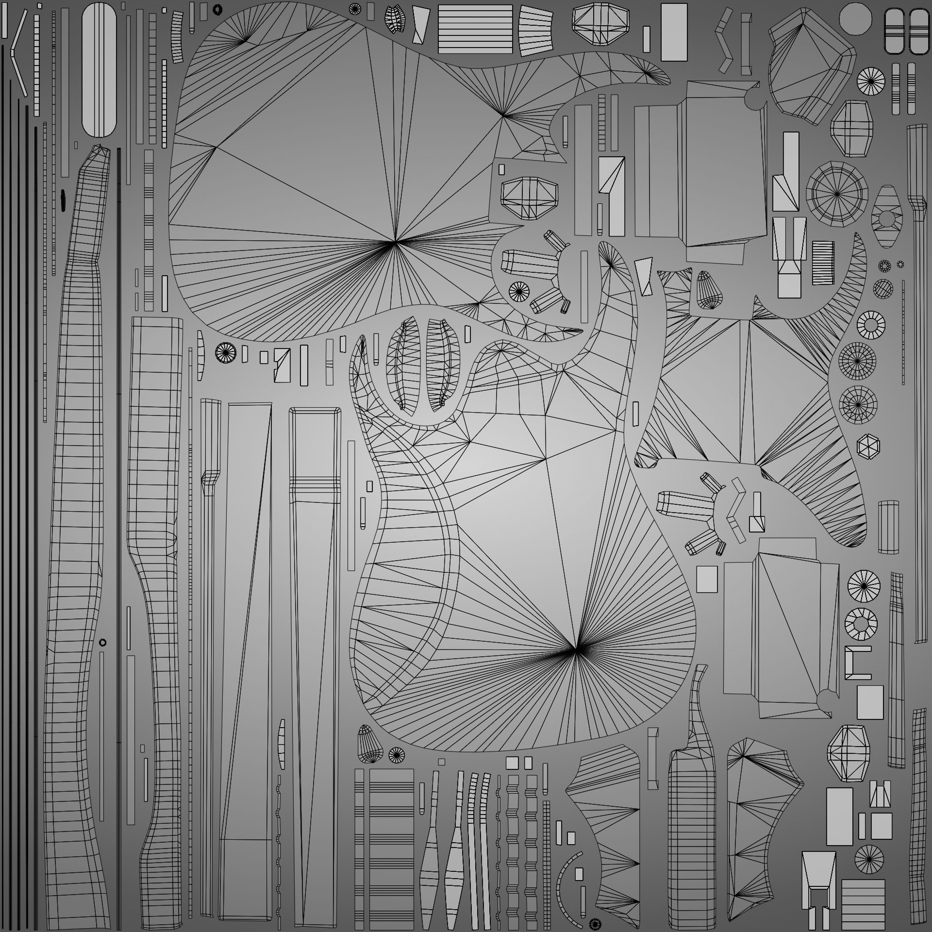 Electric Guitar in Custom Style Low-poly 3D model_15