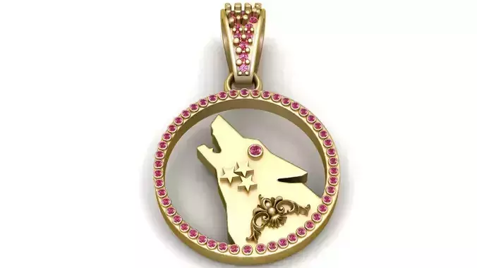 WOLF ANIMAL COIN PENDANT 3D PRINTABLE MODEL
