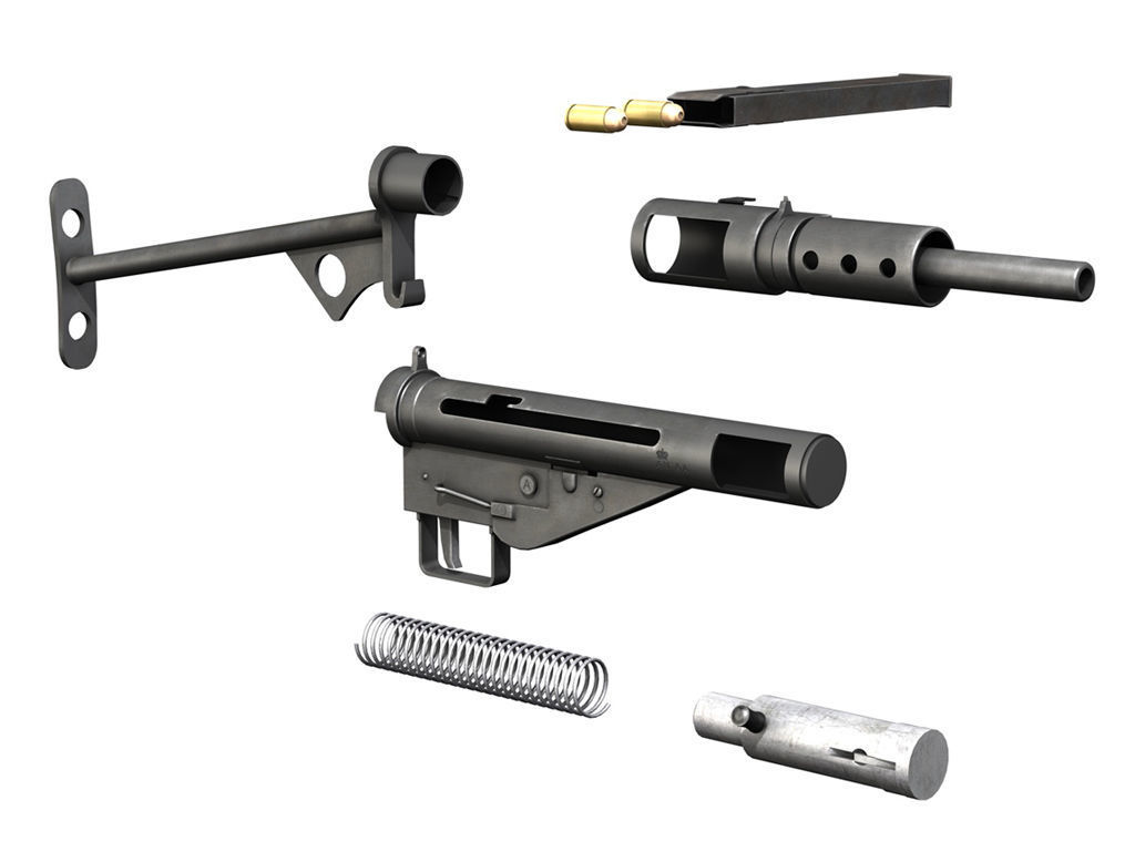 STEN Submachine gun - Collection 3D model_11