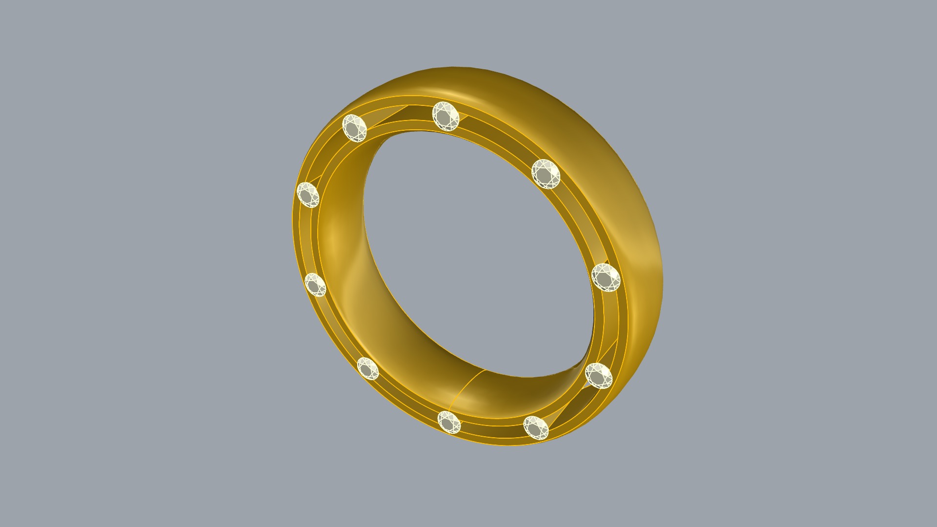 Sleek Modern Gem-Studded Ring JDBCo 3D print model_7