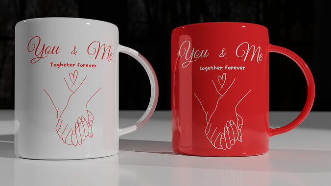 red and withe coffee cup pack Low-poly 3D model