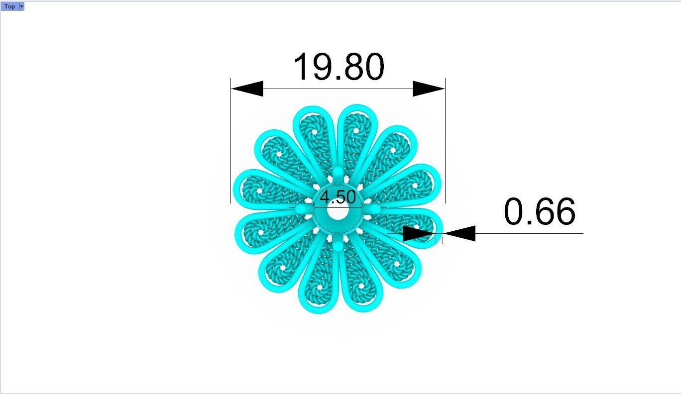 Filigree Flower Stud and Pendant 5 Daisy with stone 3D print model_10
