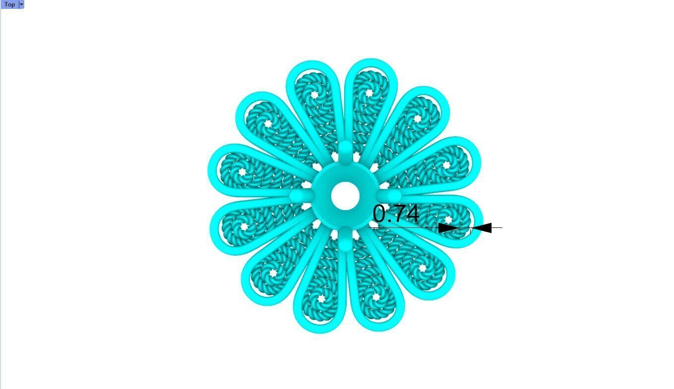 Filigree Flower Stud and Pendant 5 Daisy with stone 3D print model_11