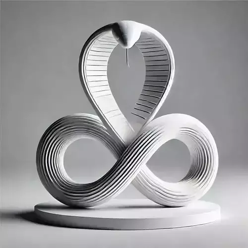 Minimalist Coiled Cobra Sculpture 3D model