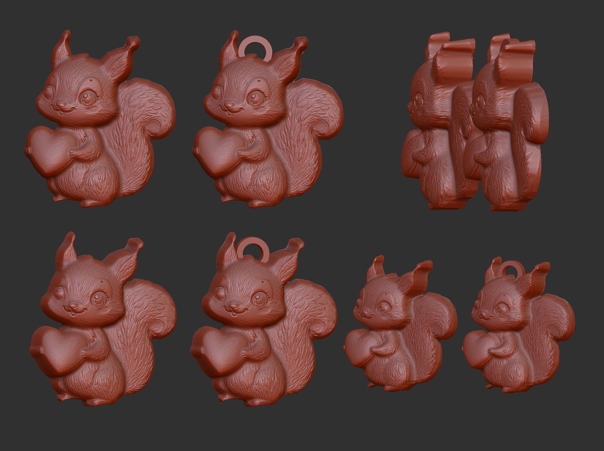 valentines day squirrel with heart pentant decor  3D print model_4