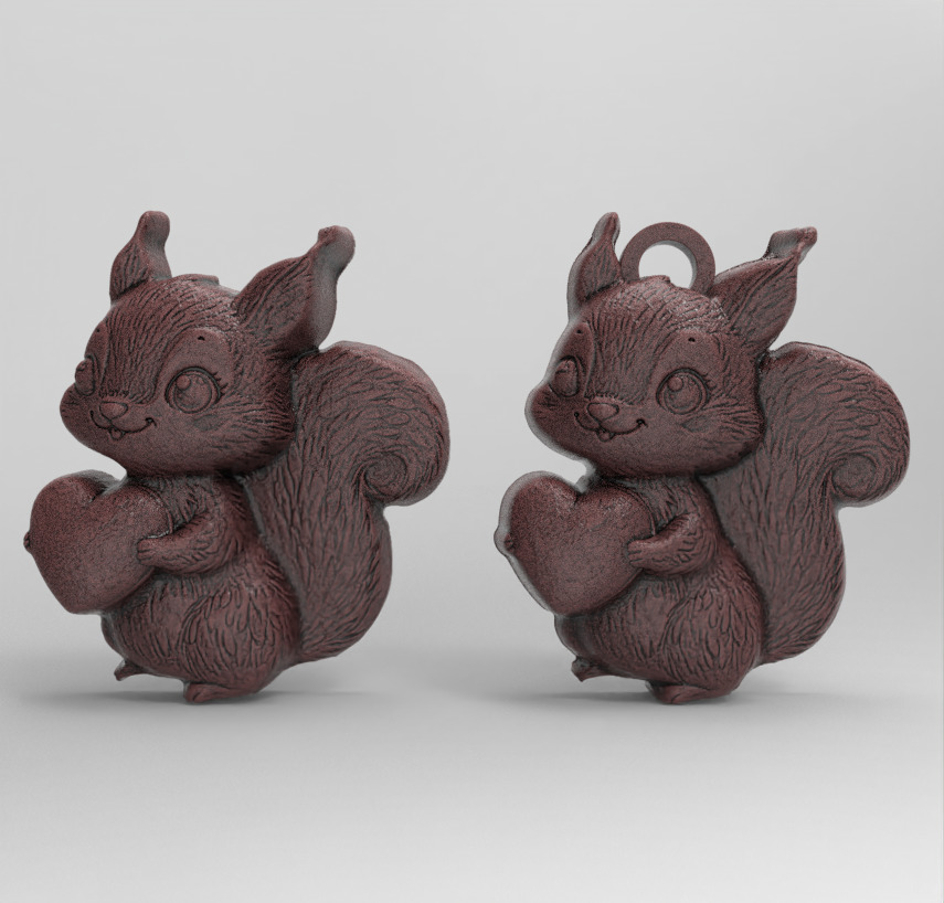 valentines day squirrel with heart pentant decor  3D print model_1